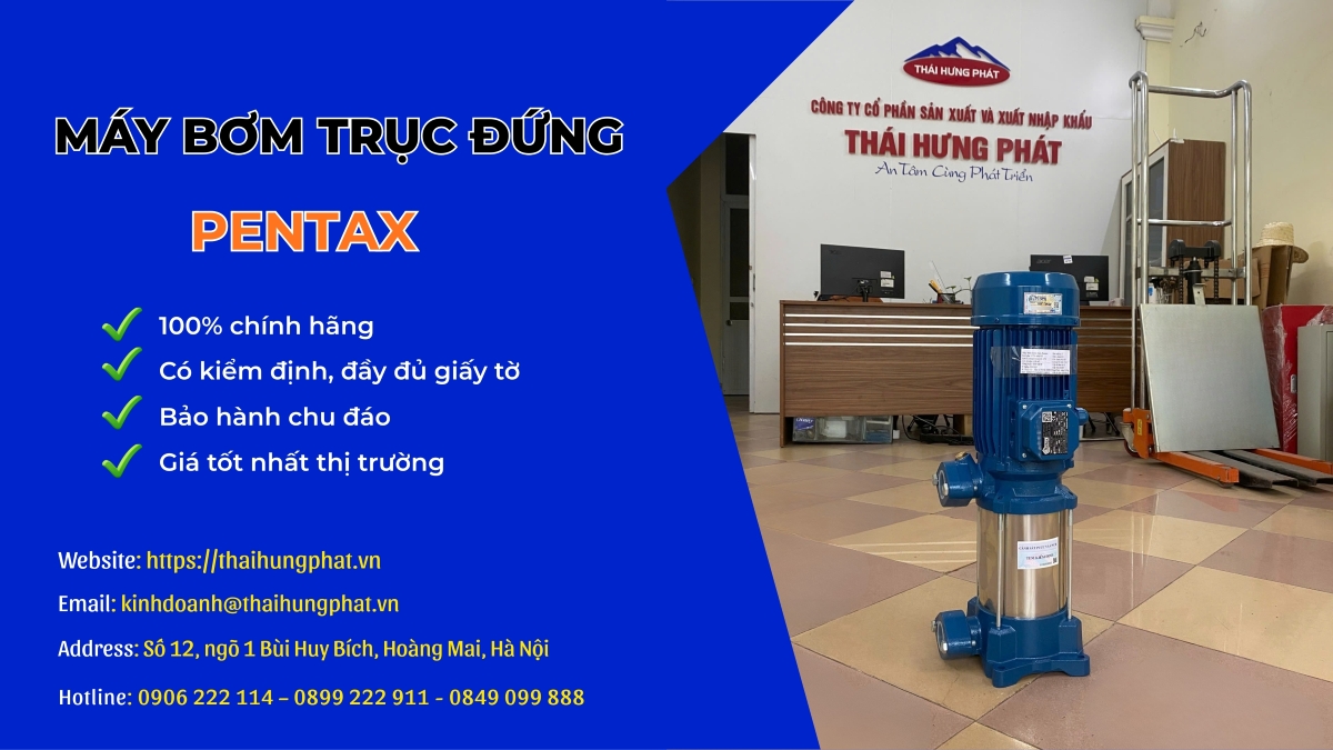 Bơm trục đứng Pentax U7SLG 9HP - Lưu lượng lớn, cột áp mạnh