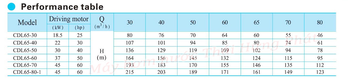 Máy bơm trục đứng CNP CDL/CDLF 65-80-1 60HP