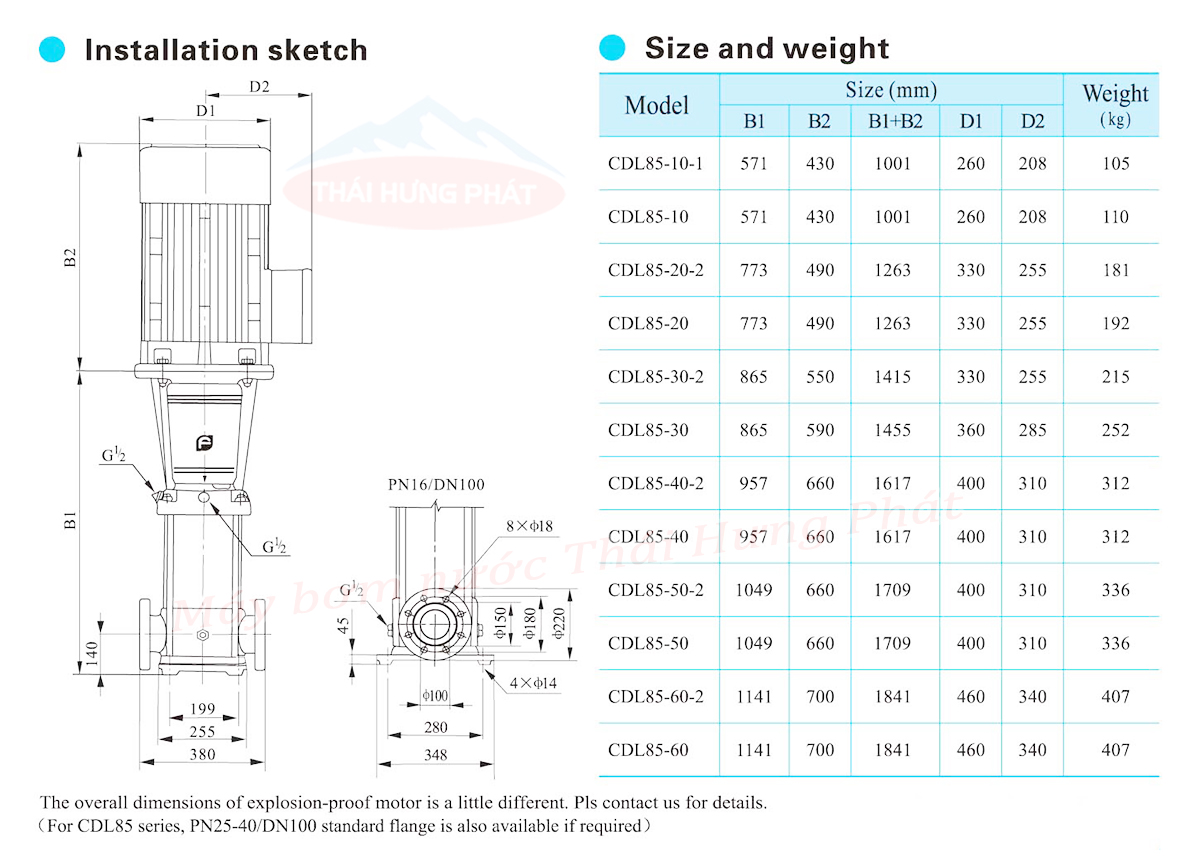 Máy bơm trục đứng CNP CDL/CDLF 85-60 60HP