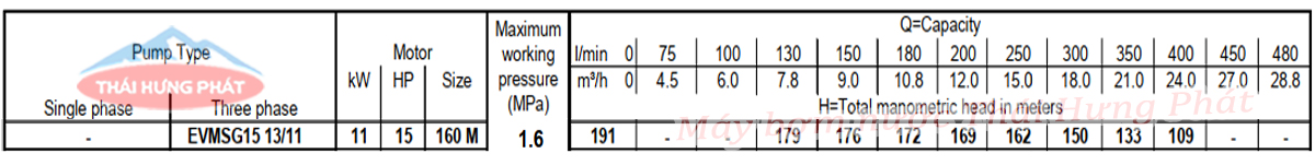 Máy bơm trục đứng Ebara EVMSG 15 13F5 HQ1BEG E/11 15HP Máy bơm trục đứng Ebara EVMSG 15 13F5 HQ1BEG E/11 15HP