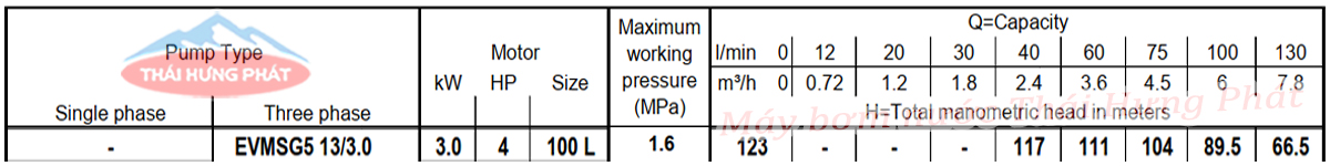 Máy bơm trục đứng Ebara EVMSG 5 13F5 Q1BEG E/3.0 4HP