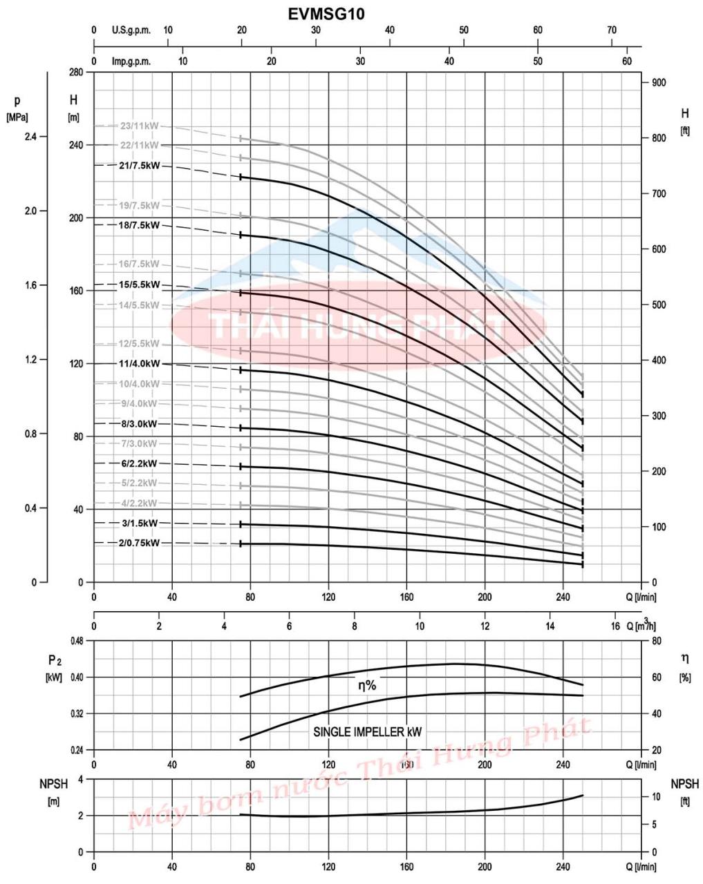 Máy bơm trục đứng Ebara EVMSG 10 10F5 Q1BEG E/4.0 5.5HP